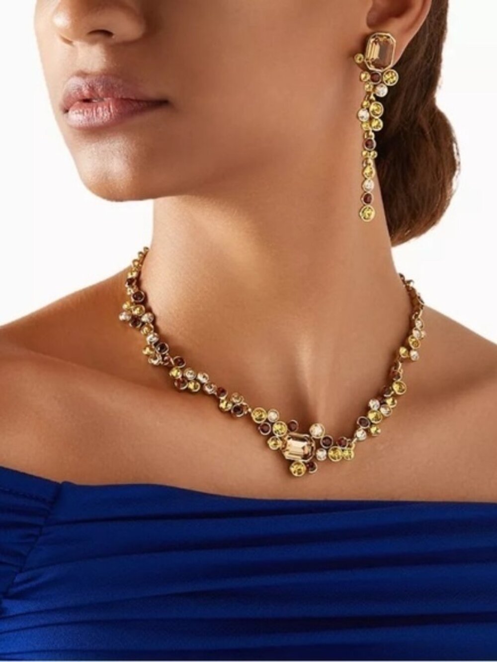 Oscar de la Renta mixed-crystal cluster necklace